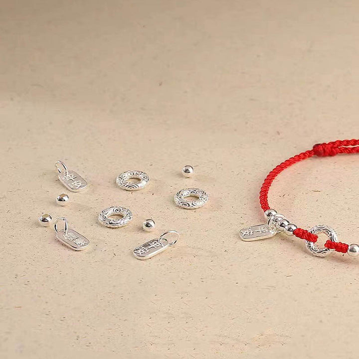 Buddha Stones925スターリングシルバー 縁起の良い雲 平和バックル 安全と安心のブレスレット アンクレット