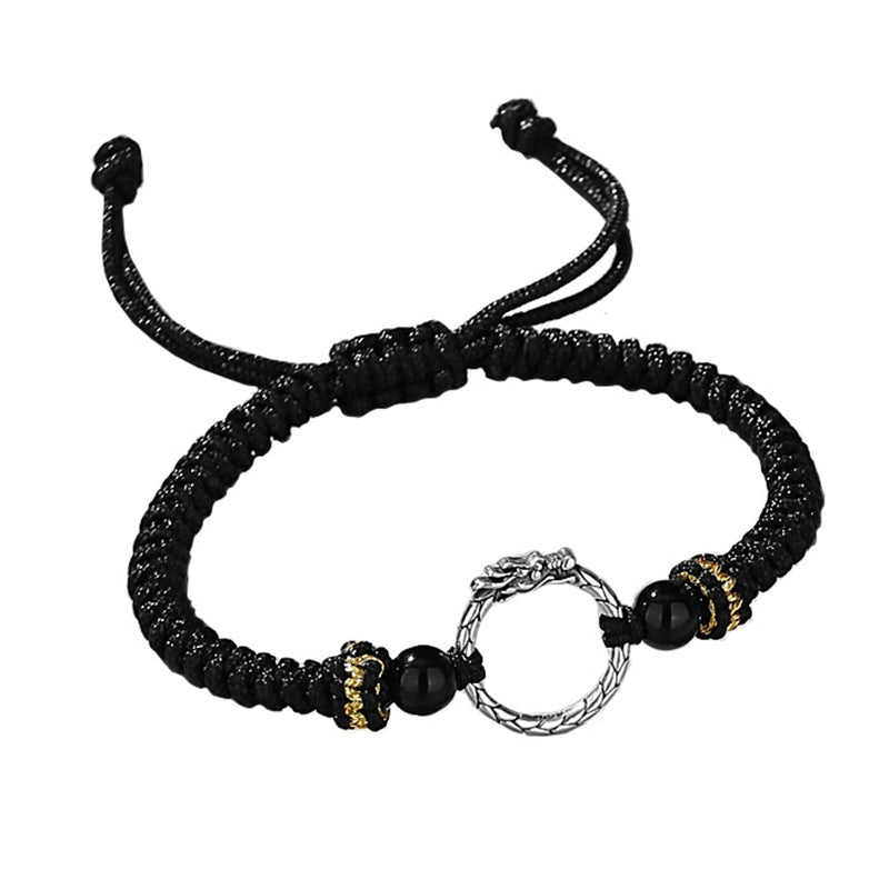 Buddha Stonesハンドメイド925スターリングシルバー龍年鳳凰平和のお守りチャーム幸運カップルブレスレット