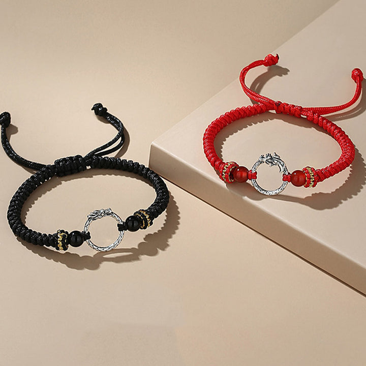 Buddha Stonesハンドメイド925スターリングシルバー龍年鳳凰平和のお守りチャーム幸運カップルブレスレット - image 7