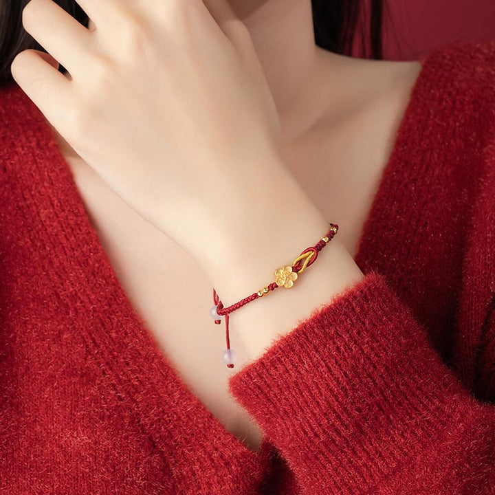 Buddha Stonesハンドメイド 925 スターリングシルバー 桜 カルセドニー 幸運ブレスレット