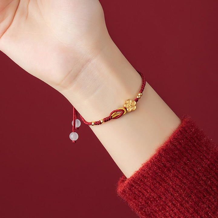 Buddha Stonesハンドメイド 925 スターリングシルバー 桜 カルセドニー 幸運ブレスレット