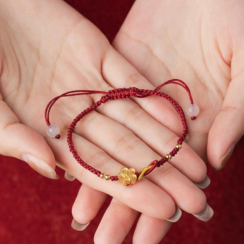 Buddha Stonesハンドメイド 925 スターリングシルバー 桜 カルセドニー 幸運ブレスレット