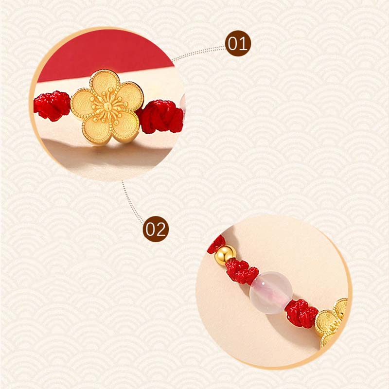 Buddha Stonesハンドメイド 925 スターリングシルバー 桃色 桜 カルセドニー ビーズ 幸運 レッドロープ ブレスレット