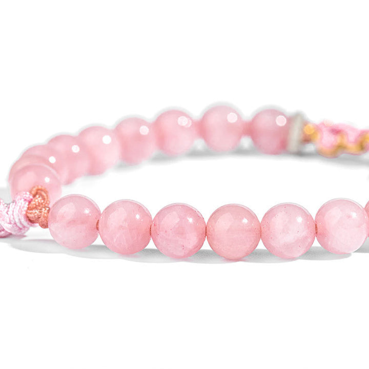 Buddha Stones999スターリングシルバー 天然レッドアゲート ピンククリスタル 桜ブレスレット