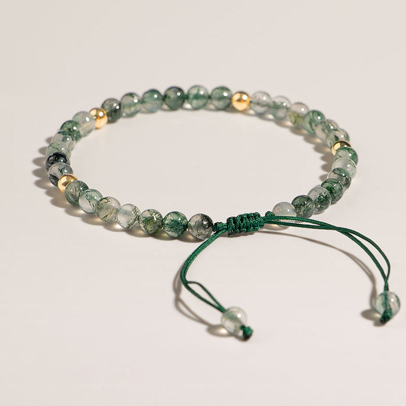 Buddha Stonesモスアゲート ラッキーバランスブレスレット