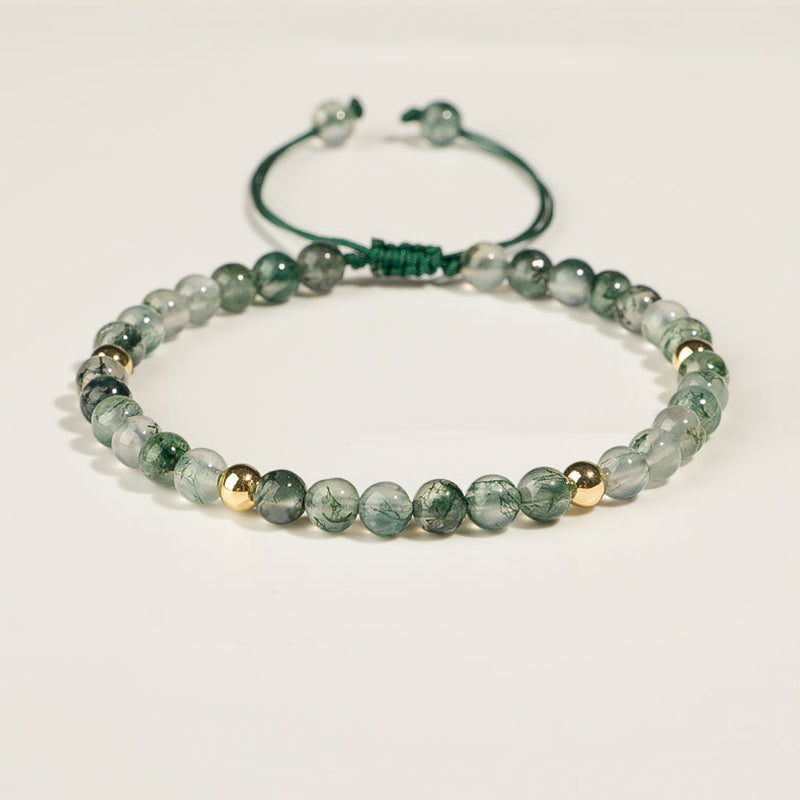 Buddha Stonesモスアゲート ラッキーバランスブレスレット