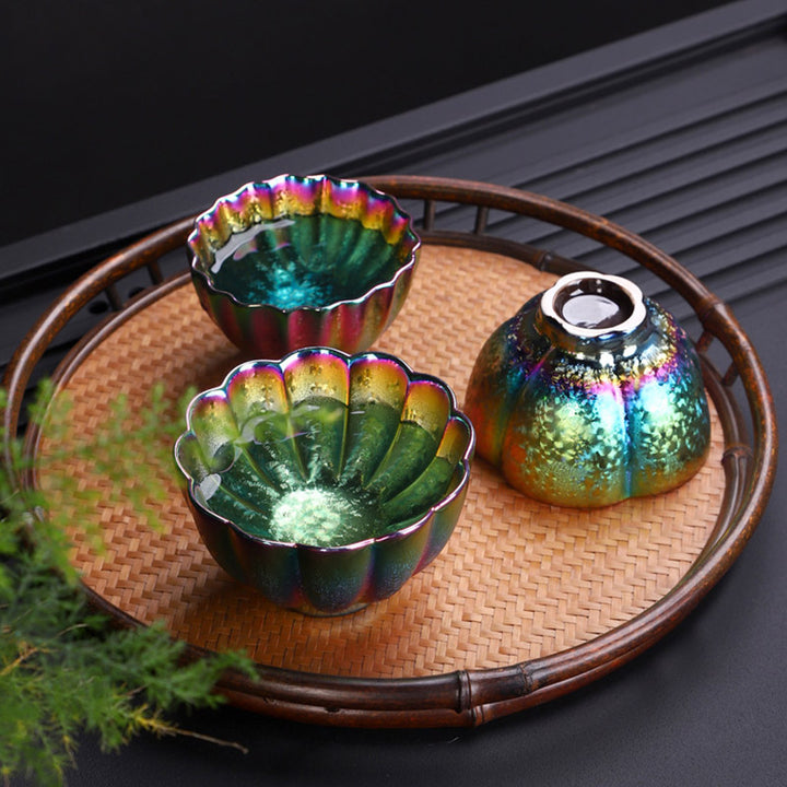 Buddha Stones虹色Jianzhanセラミックティーカップカンフーティーカップボウル