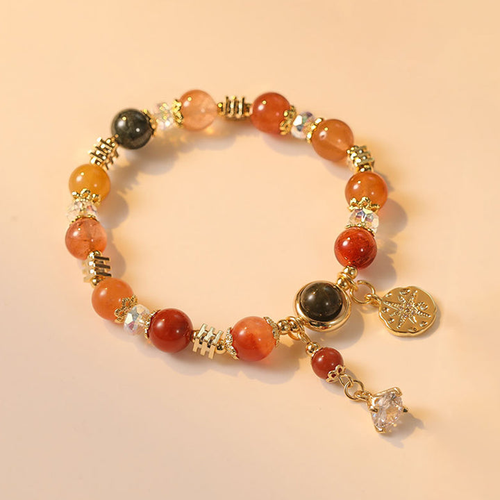 Buddha Stones天然マルチカラールチルクォーツ八芒星花富ブレスレット