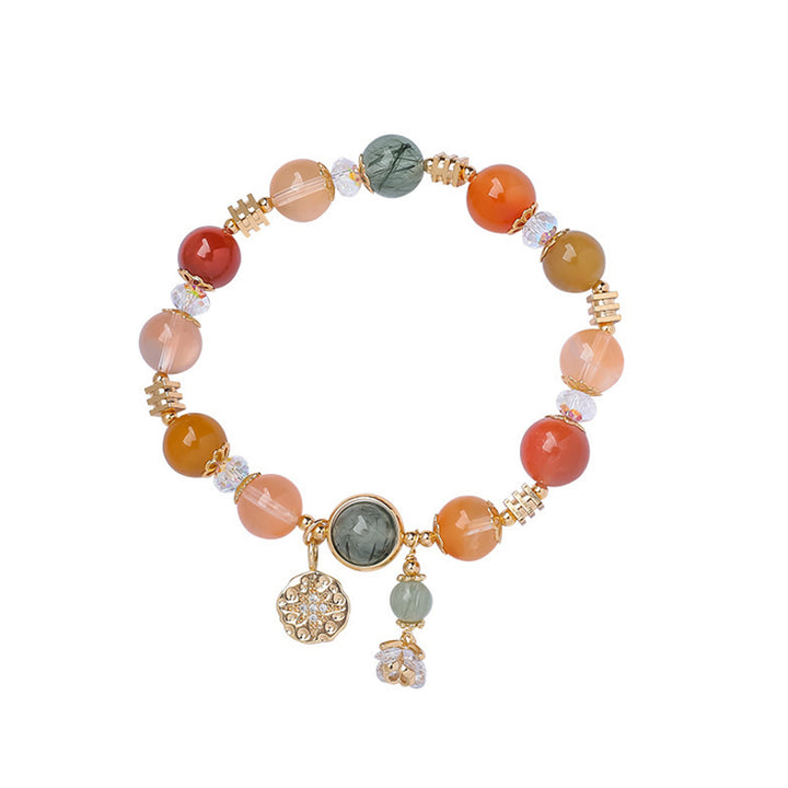 Buddha Stones天然マルチカラールチルクォーツ八芒星花富ブレスレット