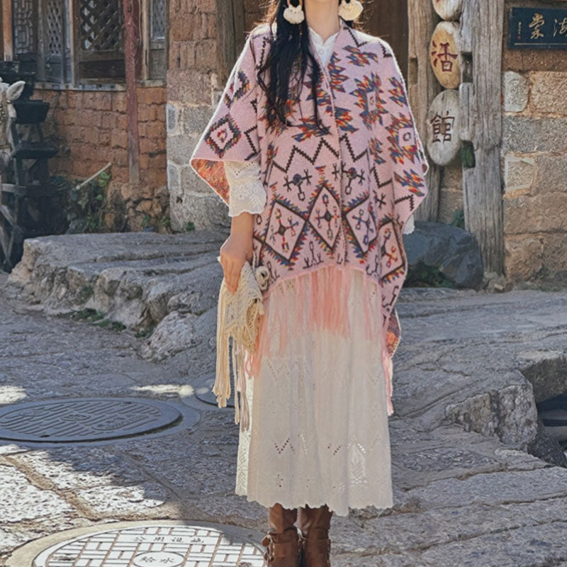 Buddha Stonesチベットショール ストライプ幾何学模様 冬用 心地よい旅行用ニットスカーフ ラップ - image 10