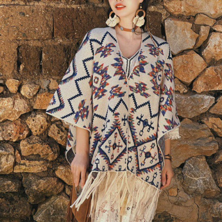 Buddha Stonesチベットショール ストライプ幾何学模様 冬用 心地よい旅行用ニットスカーフ ラップ - image 4