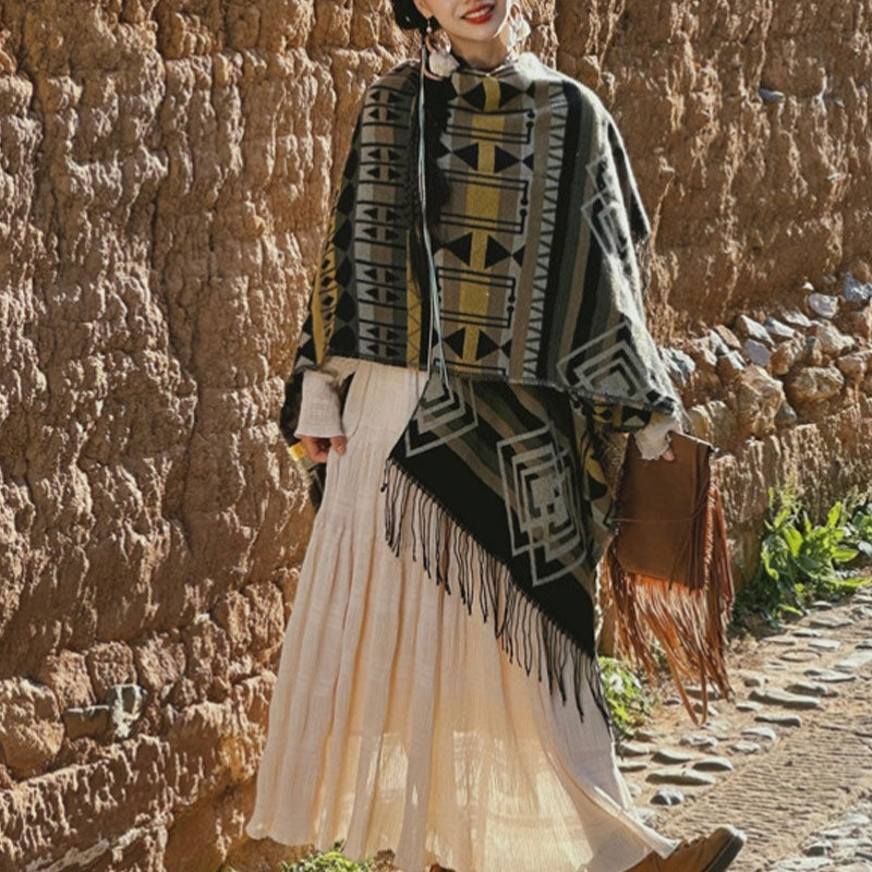 Buddha Stonesチベットショール ストライプ 幾何学模様 冬 快適 旅行 タッセル スカーフ ラップ - image 8