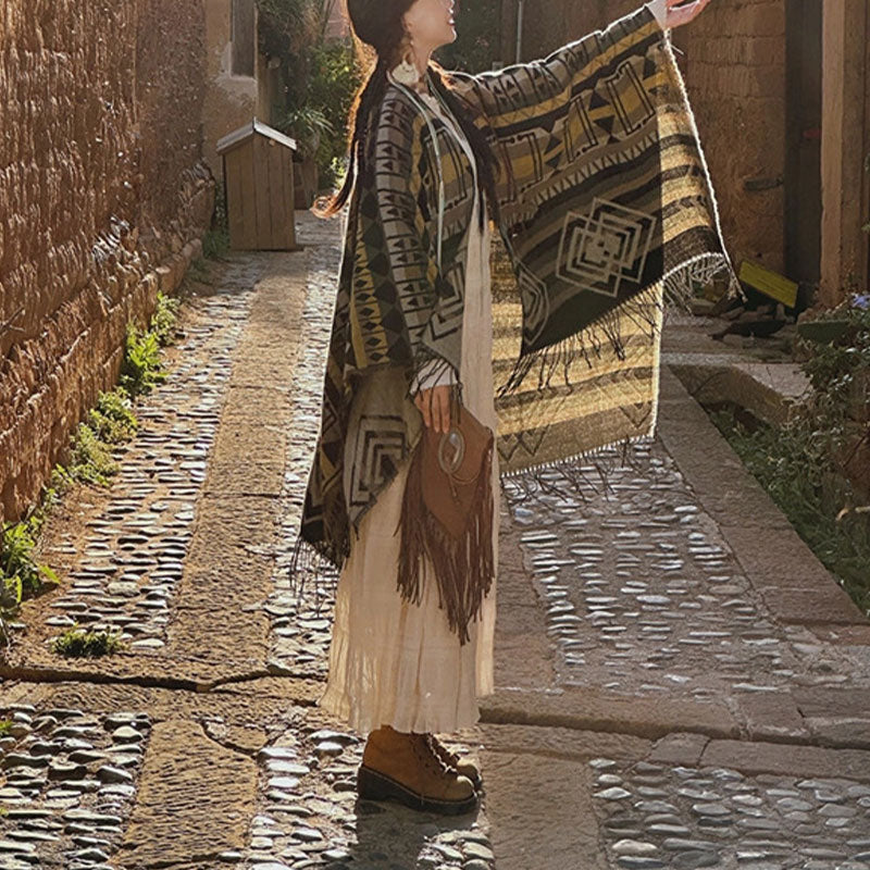 Buddha Stonesチベットショール ストライプ 幾何学模様 冬 快適 旅行 タッセル スカーフ ラップ - image 11