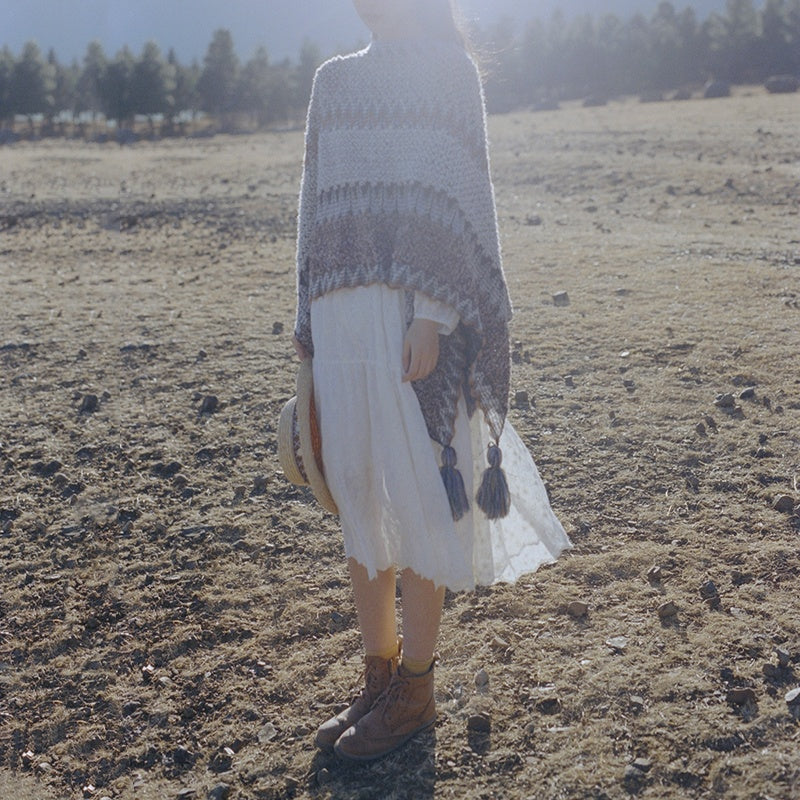 Buddha Stonesチベットショール グレーブラウンストライプ ニットタッセル 冬用 心地よい旅行用スカーフ ラップ - image 14