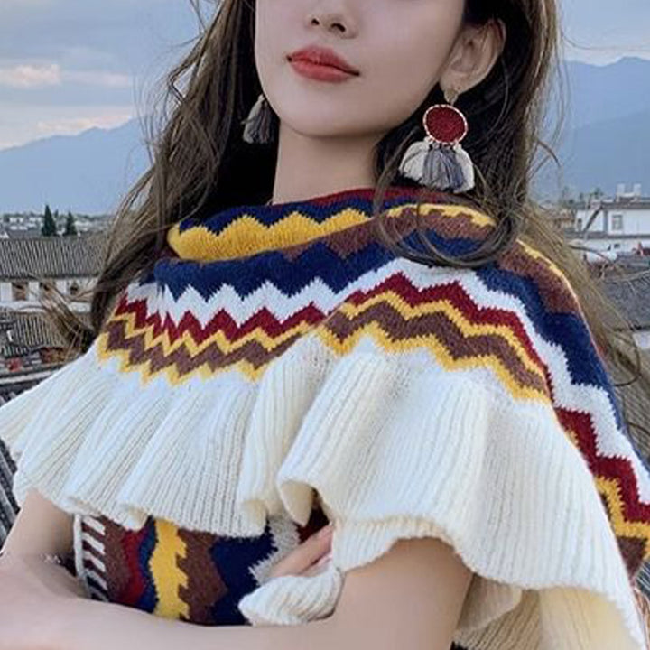 Buddha Stonesチベットショール カラフルなストライプの波線タッセル 冬用 心地よい旅行用スカーフ ラップ - image 17