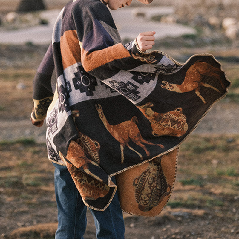 Buddha Stonesチベットショール鹿花瓶幾何学模様冬用快適トラベルスカーフラップ - image 3