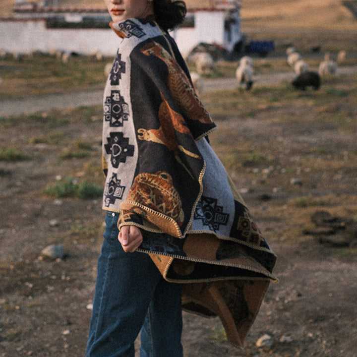 Buddha Stonesチベットショール鹿花瓶幾何学模様冬用快適トラベルスカーフラップ - image 2