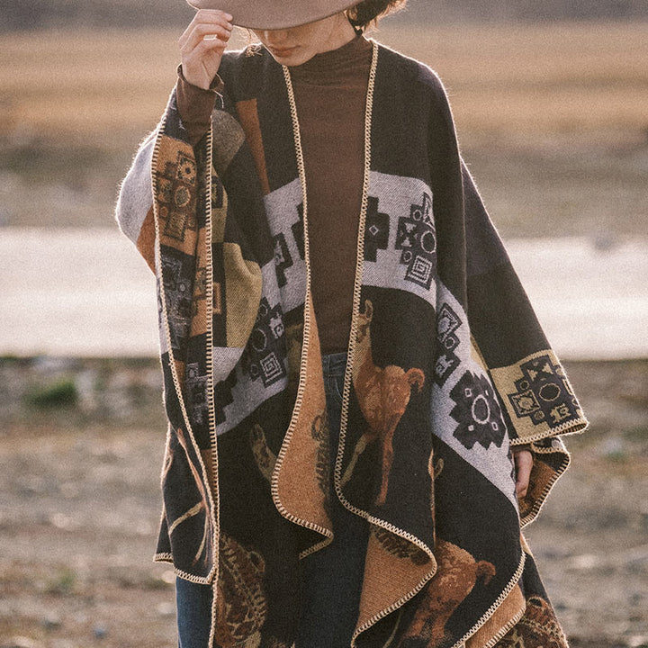 Buddha Stonesチベットショール鹿花瓶幾何学模様冬用快適トラベルスカーフラップ - image 1