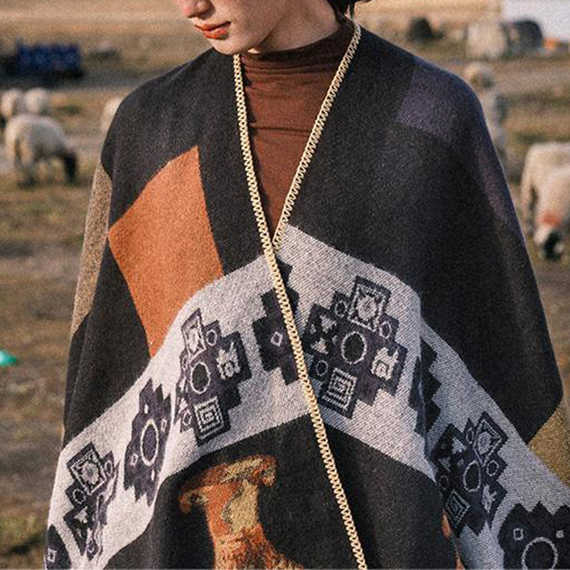 Buddha Stonesチベットショール鹿花瓶幾何学模様冬用快適トラベルスカーフラップ - image 9