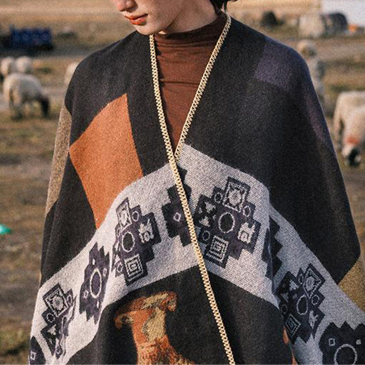 Buddha Stonesチベットショール鹿花瓶幾何学模様冬用快適トラベルスカーフラップ - image 9