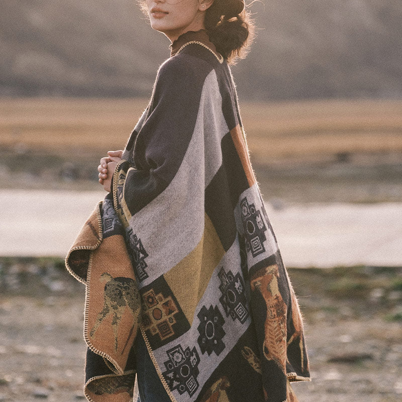 Buddha Stonesチベットショール鹿花瓶幾何学模様冬用快適トラベルスカーフラップ - image 11