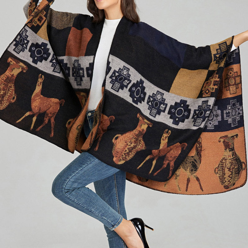 Buddha Stonesチベットショール鹿花瓶幾何学模様冬用快適トラベルスカーフラップ - image 15