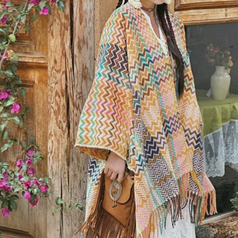 Buddha Stonesチベットショール カラフルな波型ストライプ タッセル 冬用 心地よい旅行用スカーフ ラップ - image 7