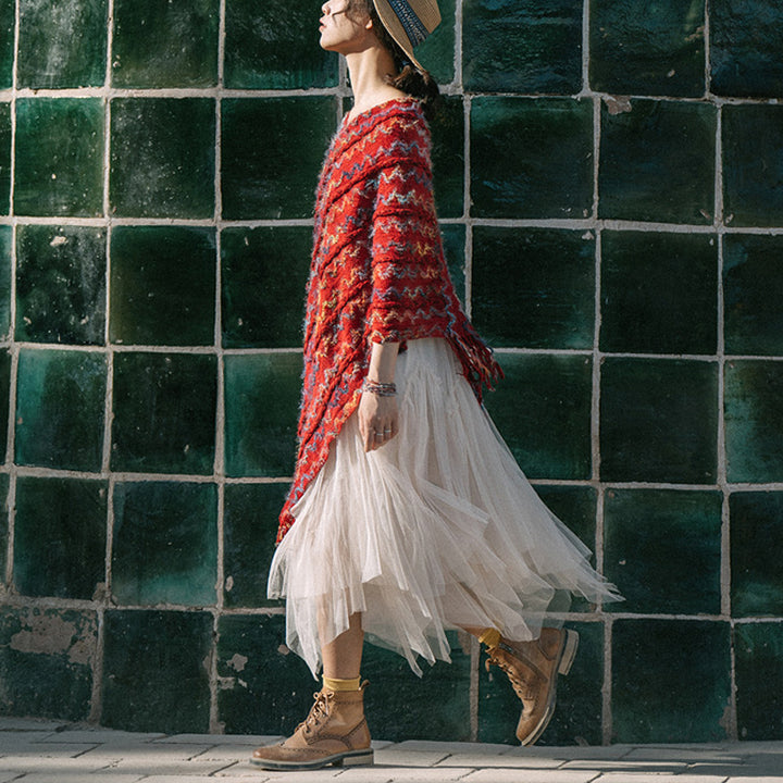 Buddha Stonesチベット カラフル ストライプ ショール タッセル プルオーバー 冬 快適 旅行用 スカーフ ラップ - image 9