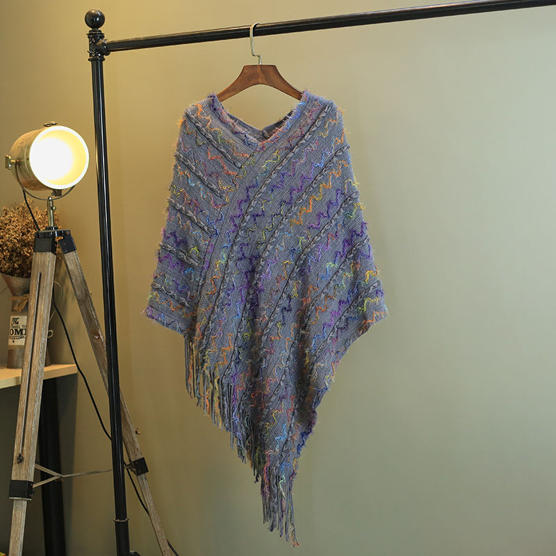 Buddha Stonesチベット カラフル ストライプ ショール タッセル プルオーバー 冬 快適 旅行用 スカーフ ラップ - グレー 85×75cm - image 36