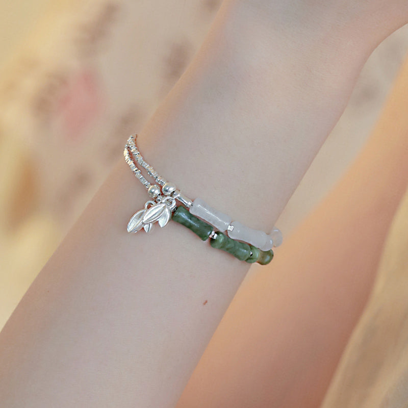 Buddha Stones925スターリングシルバー ペリドット 竹模様幸運ブレスレット - image 10
