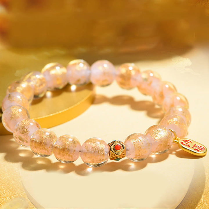 Buddha Stonesチベットのお香灰 琉璃ガラスビーズ 幸運福 キャラクターチャームブレスレット