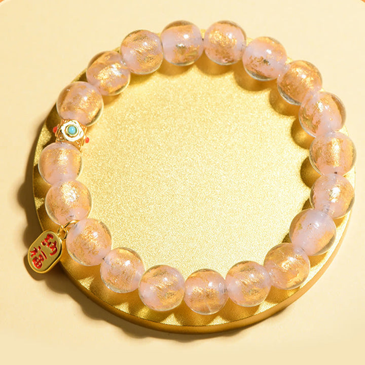 Buddha Stonesチベットのお香灰 琉璃ガラスビーズ 幸運福 キャラクターチャームブレスレット