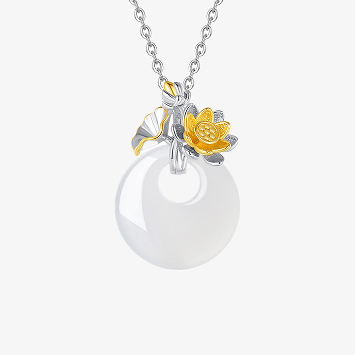 Buddha Stones925スターリングシルバー ラウンドカルセドニー 12ヶ月フラワーハーモニーネックレスペンダント