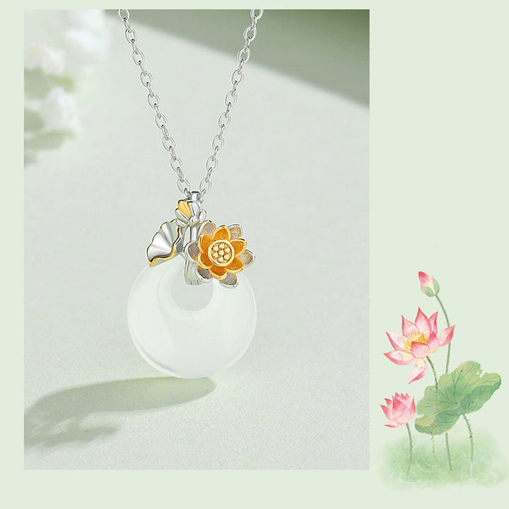 Buddha Stones925スターリングシルバー ラウンドカルセドニー 12ヶ月フラワーハーモニーネックレスペンダント