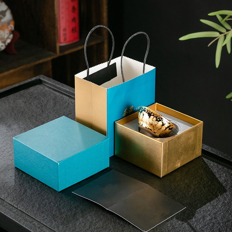 Buddha Stones24K ゴールド スポットパターン 中国 Jianzhan 陶器 ティーカップ カンフー ティーカップ ボウル ギフトボックス付き