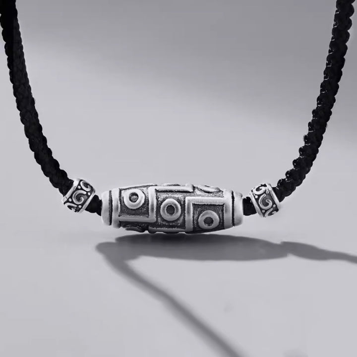 Buddha Stones999スターリングシルバー 九眼天珠 ビーズ模様 保護ロープネックレスペンダント