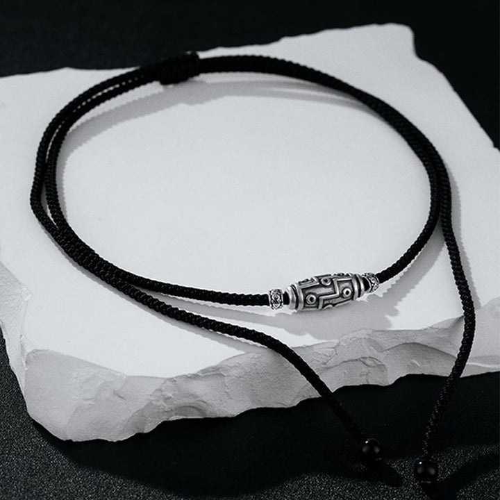 Buddha Stones999スターリングシルバー 九眼天珠 ビーズ模様 保護ロープネックレスペンダント