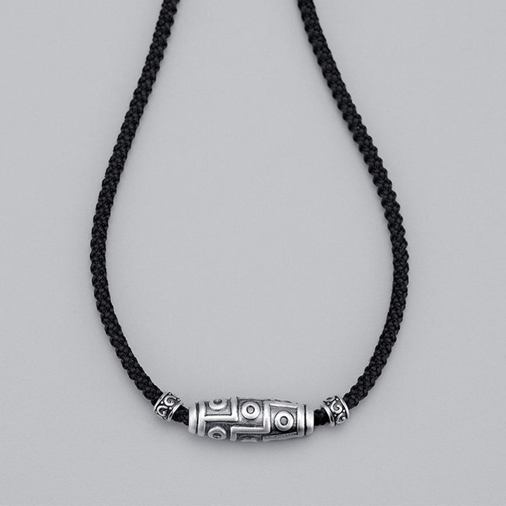 Buddha Stones999スターリングシルバー 九眼天珠 ビーズ模様 保護ロープネックレスペンダント