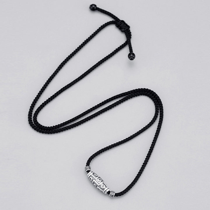 Buddha Stones999スターリングシルバー 九眼天珠 ビーズ模様 保護ロープネックレスペンダント