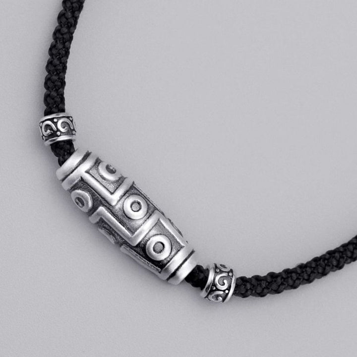 Buddha Stones999スターリングシルバー 九眼天珠 ビーズ模様 保護ロープネックレスペンダント