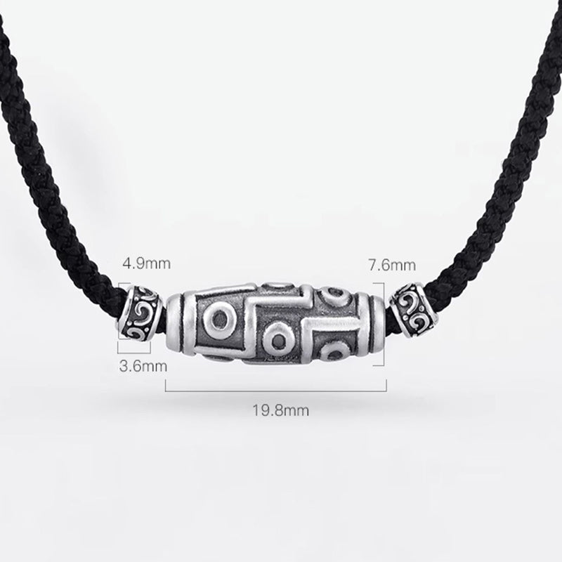 Buddha Stones999スターリングシルバー 九眼天珠 ビーズ模様 保護ロープネックレスペンダント