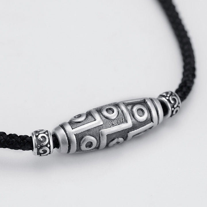 Buddha Stones999スターリングシルバー 九眼天珠 ビーズ模様 保護ロープネックレスペンダント