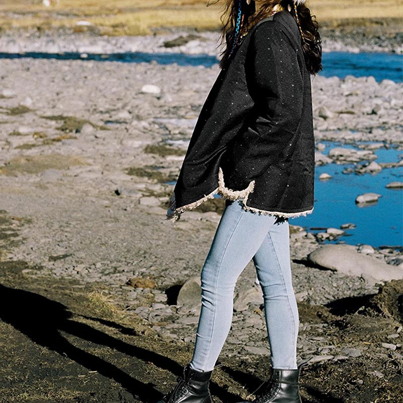 Buddha Stonesチベット衣装ラサフリース裏地付きトップス冬物女性服 - image 9