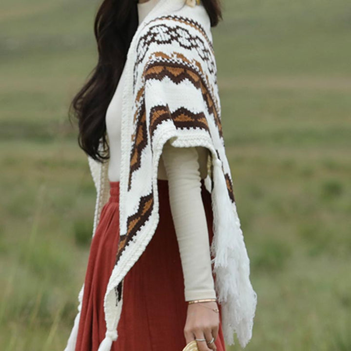 Buddha Stonesチベット三角ショール ストライプタッセル 冬用 心地よい旅行用スカーフ ラップ - image 8