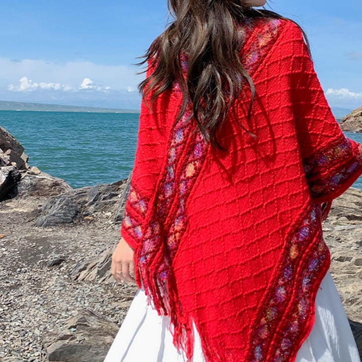 Buddha Stonesチベット カラフル ストライプ 菱形 パターン ショール タッセル プルオーバー 冬 快適 旅行用 スカーフ ラップ - image 15