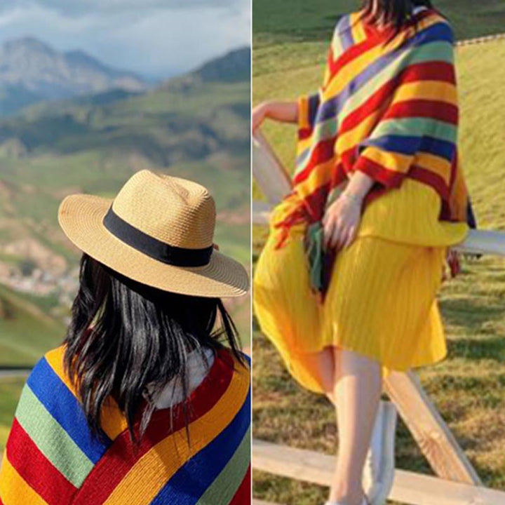 Buddha Stonesチベット カラフル ストライプ デザイン ショール タッセル プルオーバー 冬 快適 旅行用 スカーフ ラップ - image 19