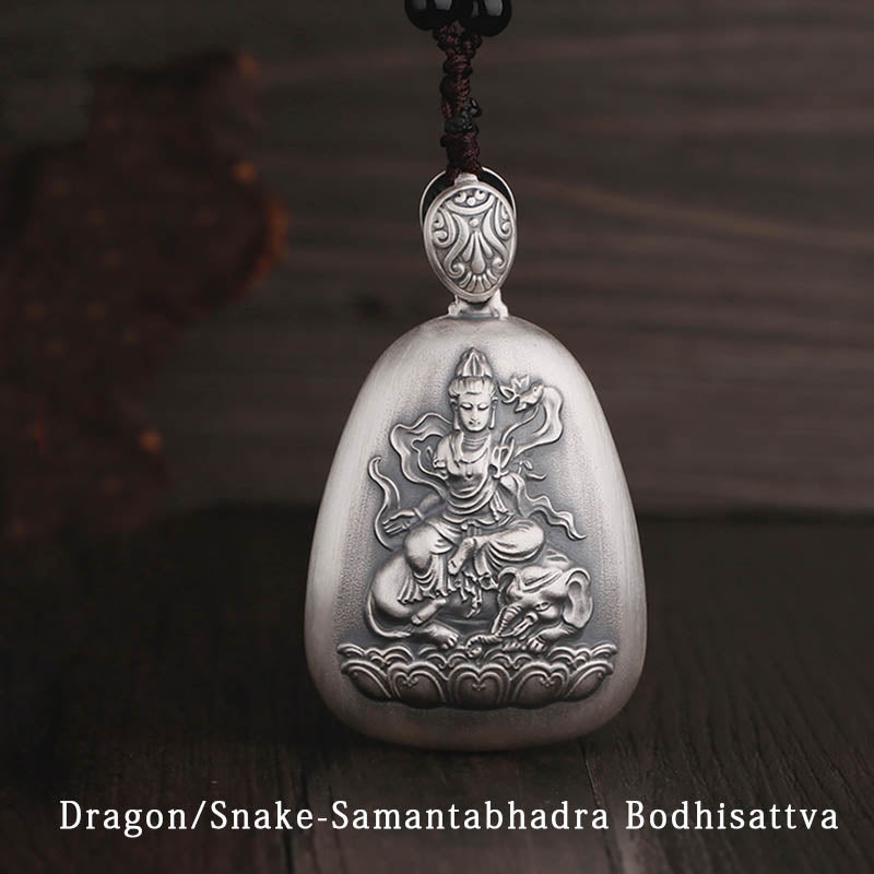 Buddha Stones999 スターリングシルバー 中国十二支 出生仏 般若心経 刻印入り 守護ネックレス ペンダント