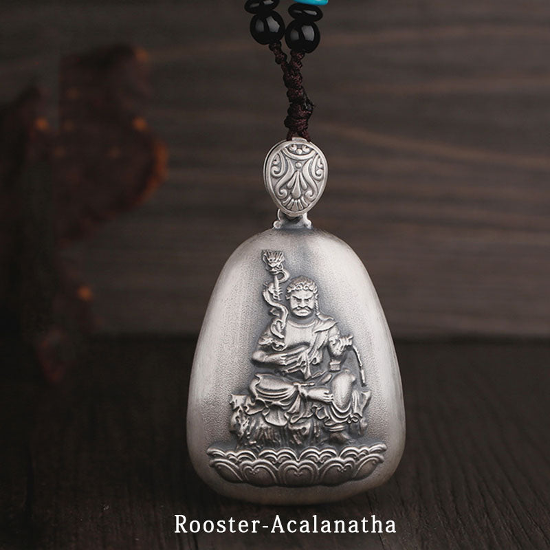 Buddha Stones999 スターリングシルバー 中国十二支 出生仏 般若心経 刻印入り 守護ネックレス ペンダント