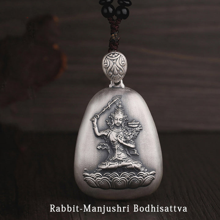 Buddha Stones999 スターリングシルバー 中国十二支 出生仏 般若心経 刻印入り 守護ネックレス ペンダント