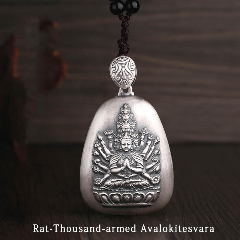 Buddha Stones999 スターリングシルバー 中国十二支 出生仏 般若心経 刻印入り 守護ネックレス ペンダント
